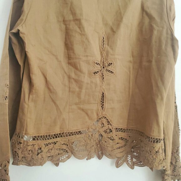 TAIFUN COLLECTION Linen Lace Cardi Long Bolero Draped Cardigan LIKE NEW - Picture 7 of 8